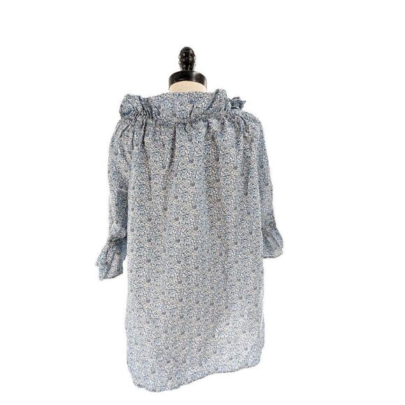 Sara Campbell Women Blue Floral Print Organic Cotton Blouse Size Medium - Picture 3 of 12